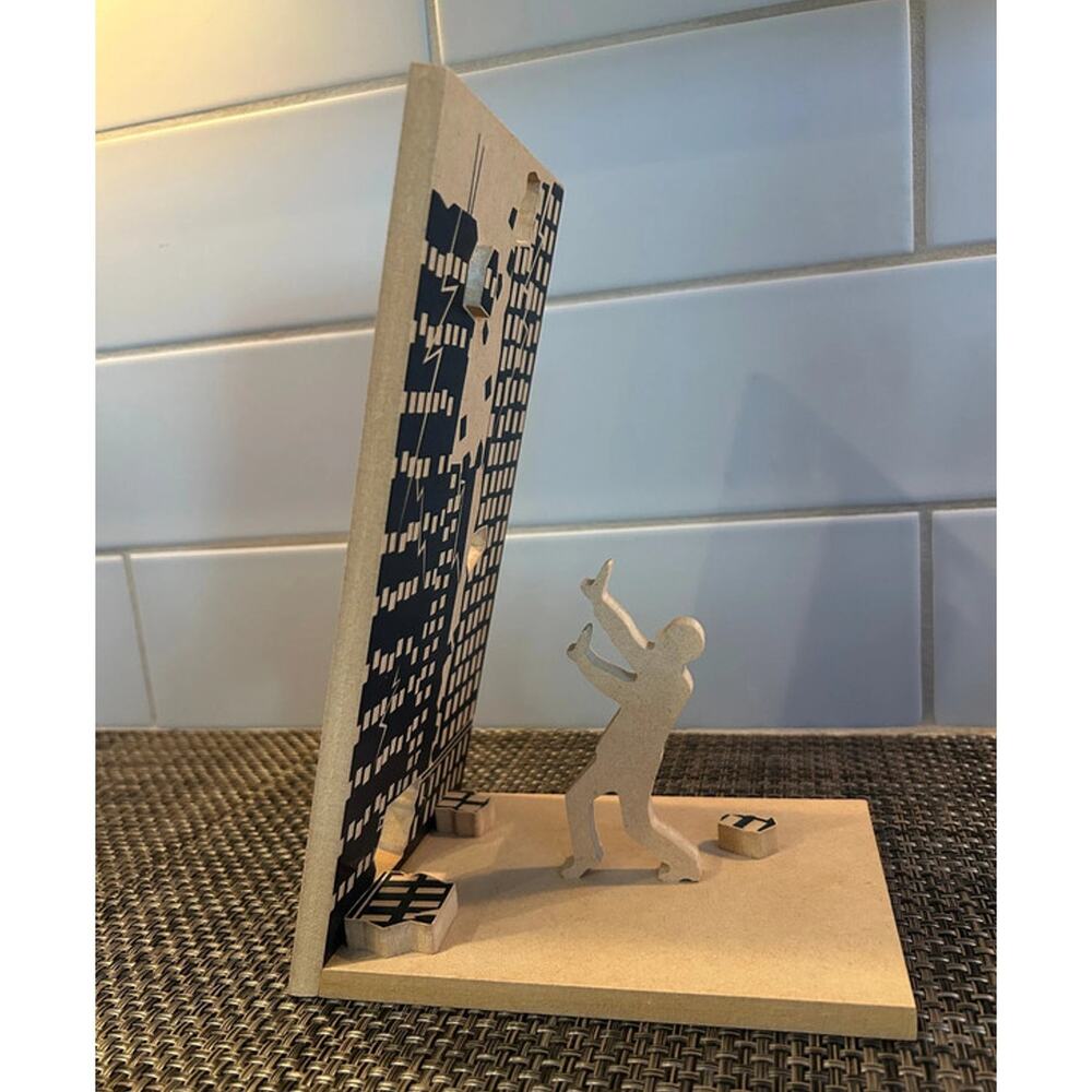 Wooden Falling Tower Decorative Bookend - Whimsical